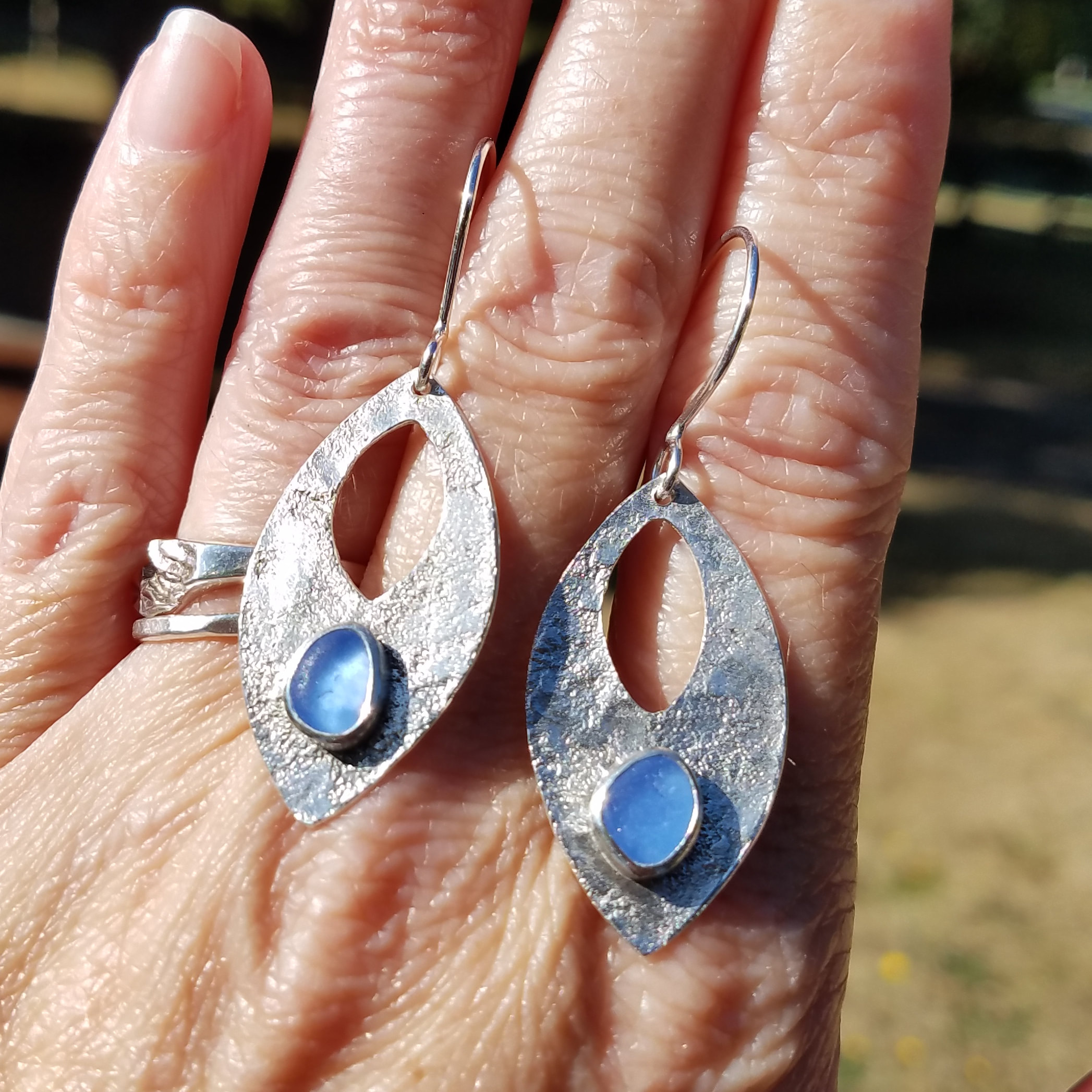 Cornflower Blue Sea Glass Earrings