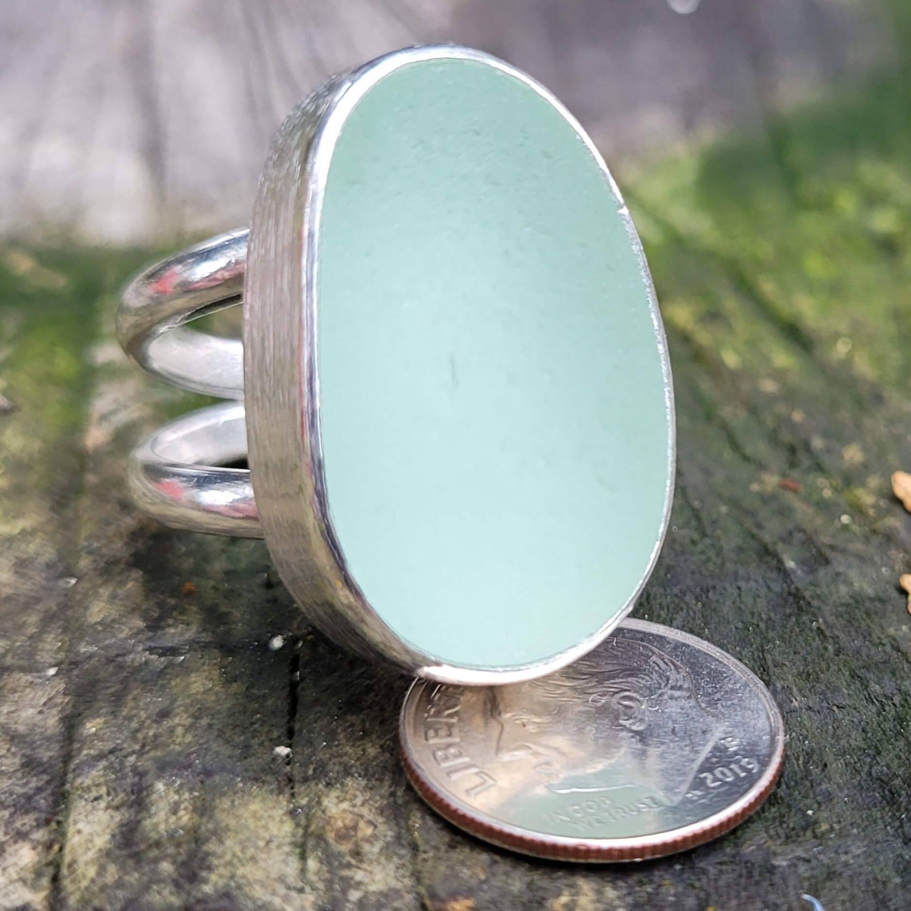 Large Blue Sea Glass Ring | Ocean State of Mind PR